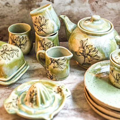 Handcrafted Ceramic Dinner Set – Unique Floral Design