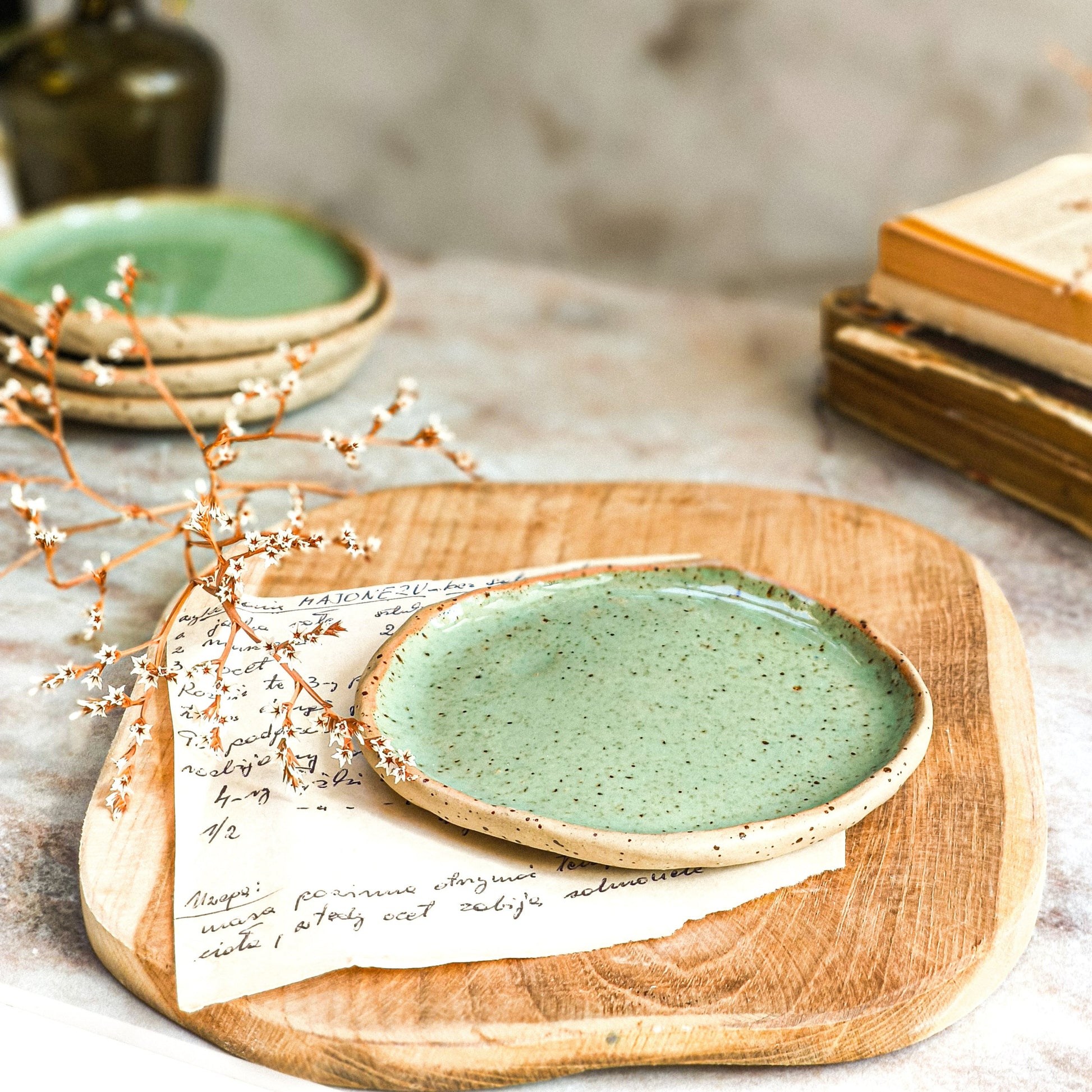 Sage green saucer plate