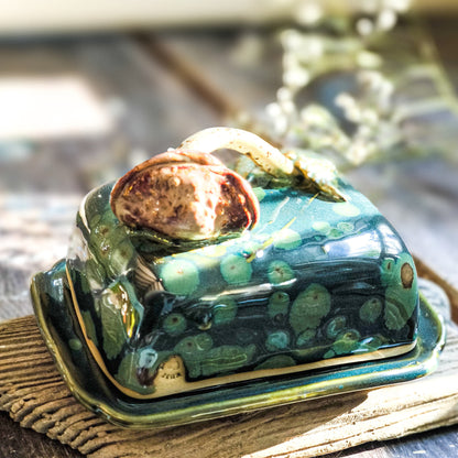 Handmade Ceramic Butter Dish with Mushroom