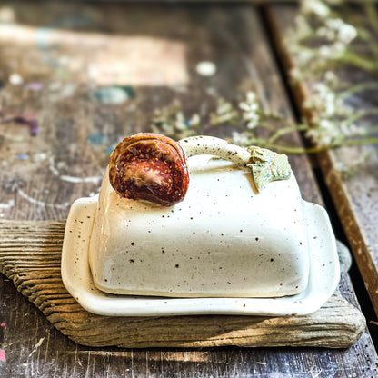 Handmade Ceramic Butter Dish with Mushroom