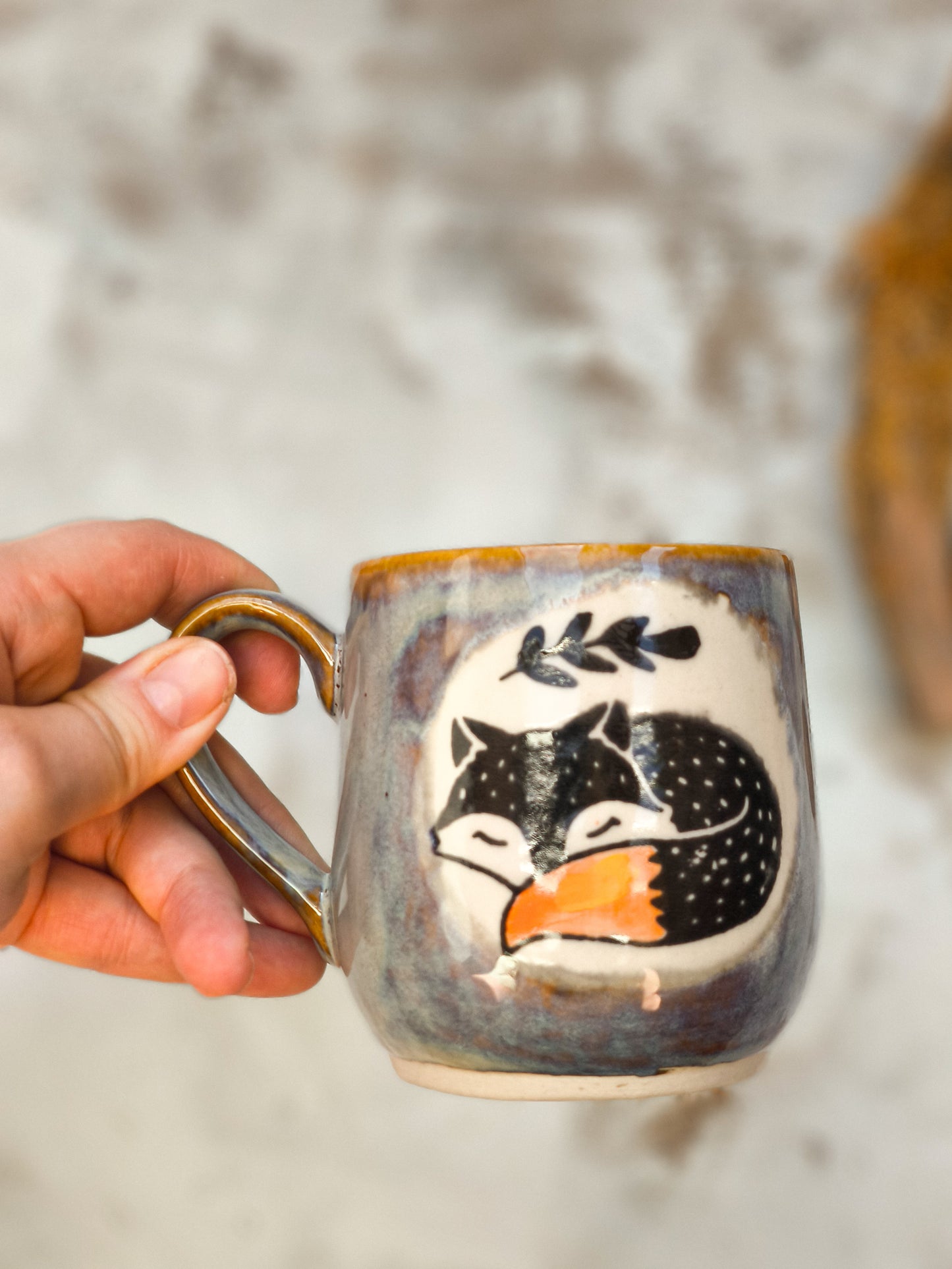 Ręcznie robiony ceramiczny kubek Fox – 300 ml kubek inspirowany naturą