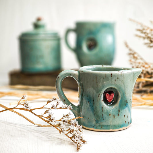 Ceramic milk jug with a heart motif