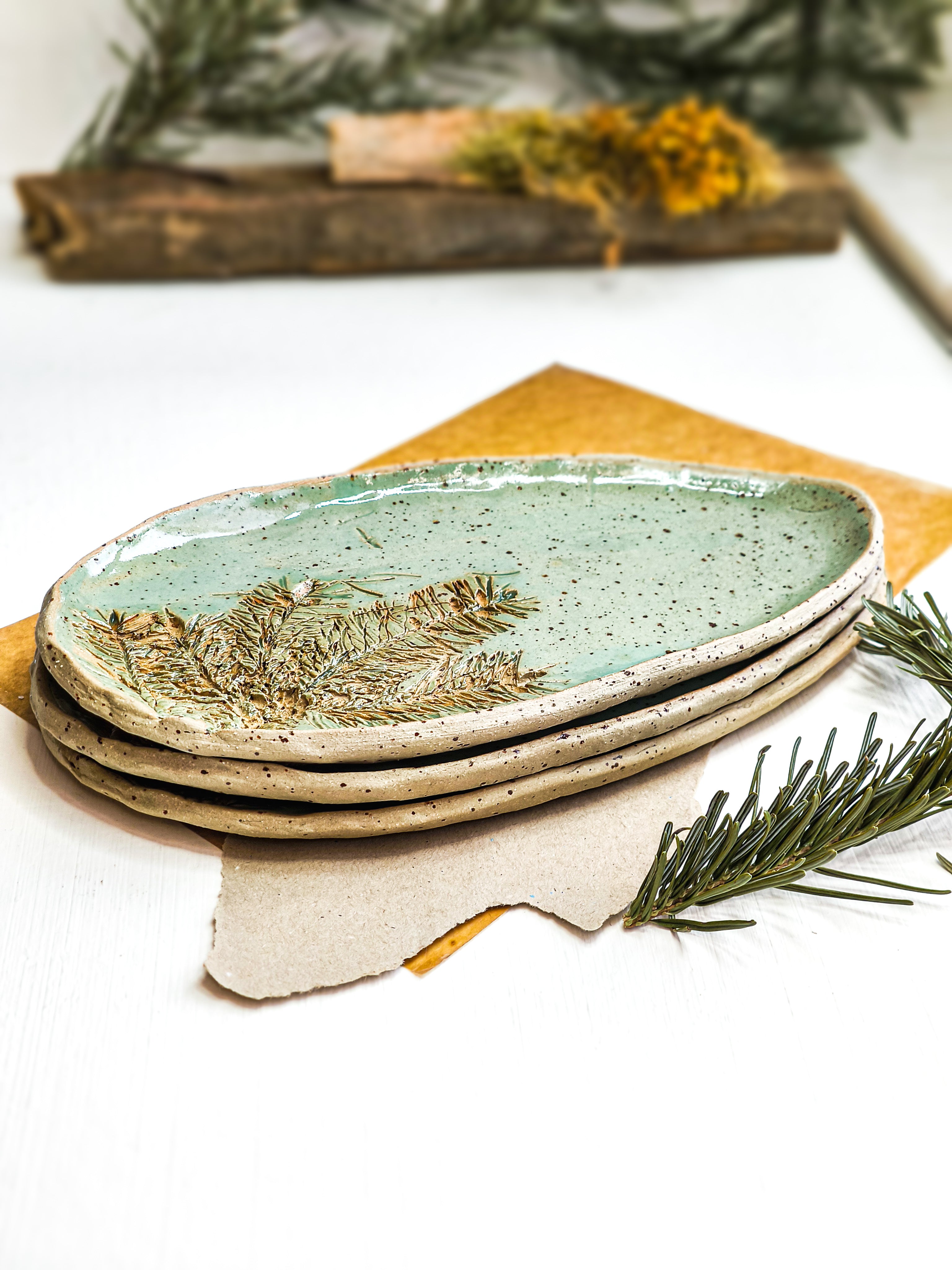 Large Handmade Ceramic Serving Platter, Green cheapest Pottery Cheese Plate