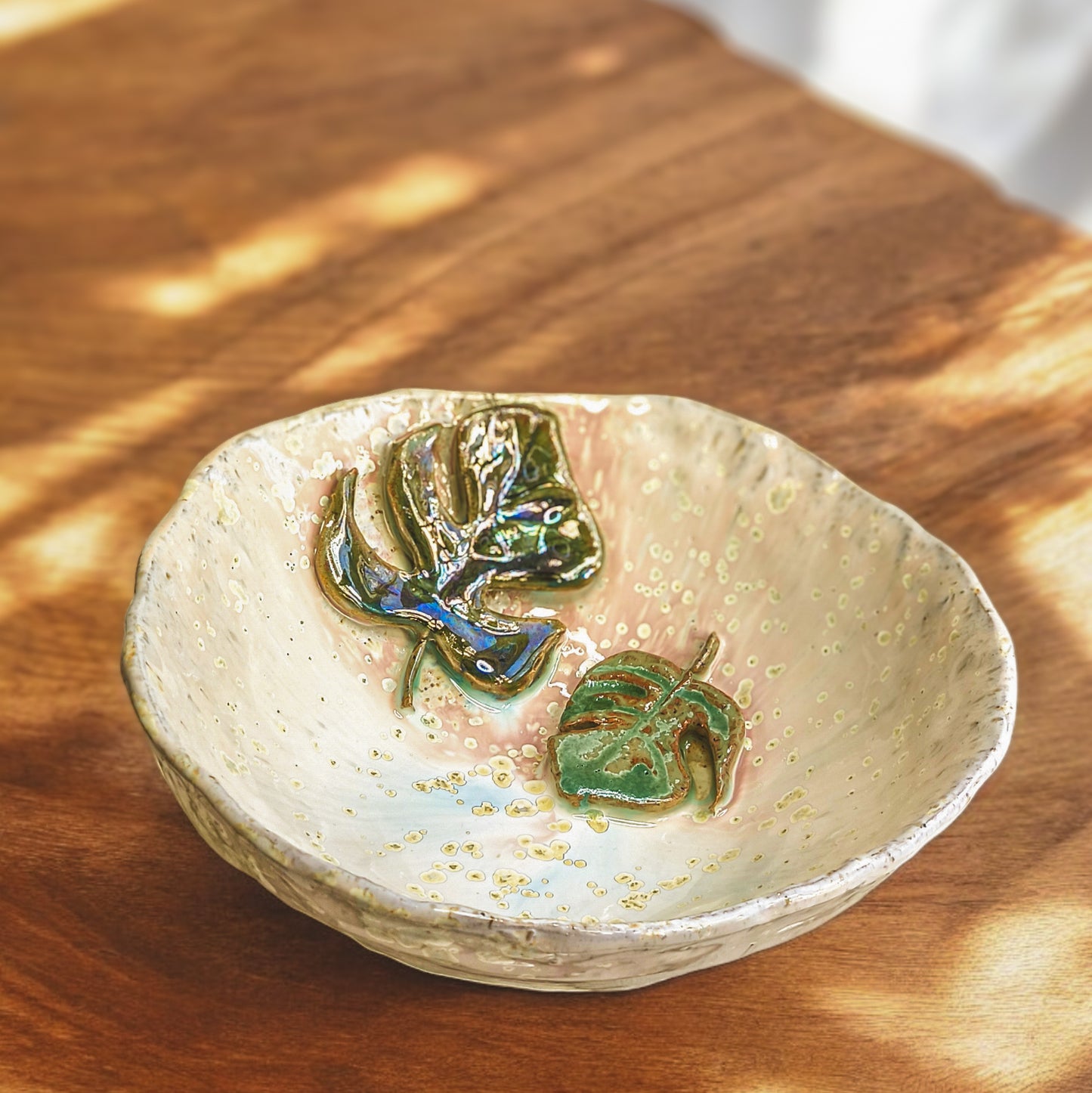 Handmade Rustic Ceramic Bowl monstera